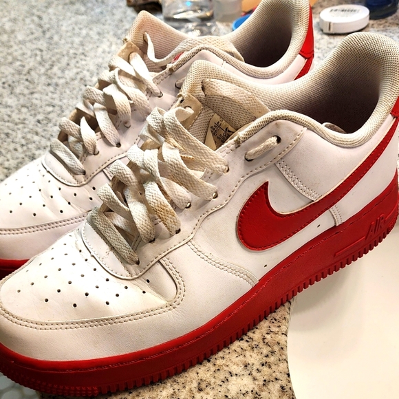 Nike Air Force 1 Low White Red sole - Picture 1 of 4